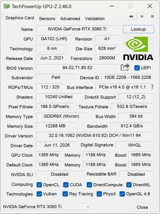 Palit Gaming Pro RTX 3080 TI 12 gb