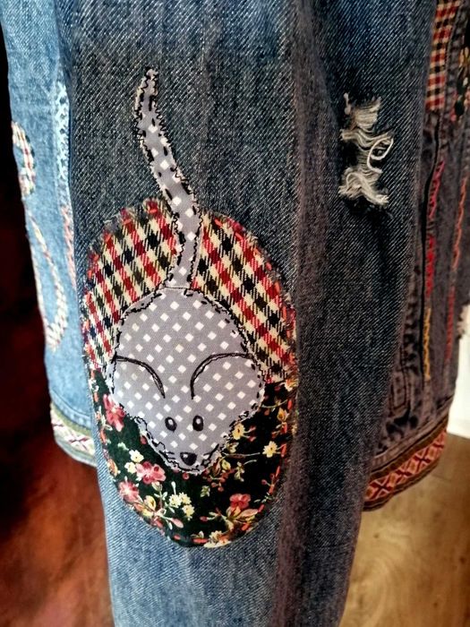 Дънково яке M/L Котки ръчна декорация