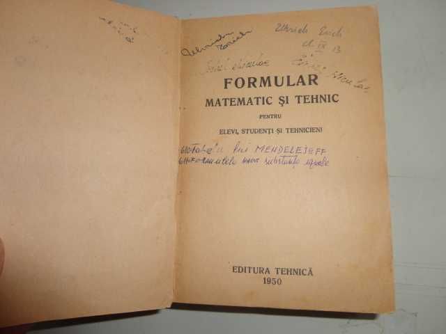 Formular matematic si tehnic     pentru elevi studenti si tehnicieni