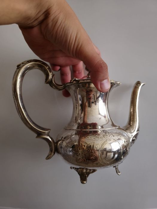 Посребрен сервиз за чай/кафе, EPNS, антикварен комплект 3 части