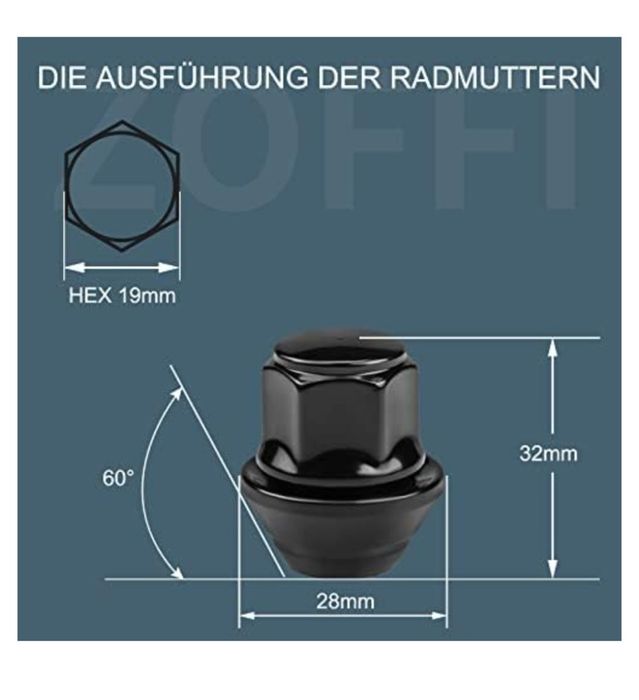 Set 20 piulite M12 x 1.5 roti ford (negre și cromate)