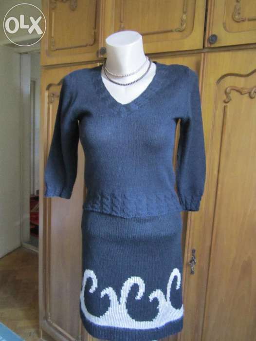 Fusta mini tricotata manual, marime S/M + bonus. Handmade