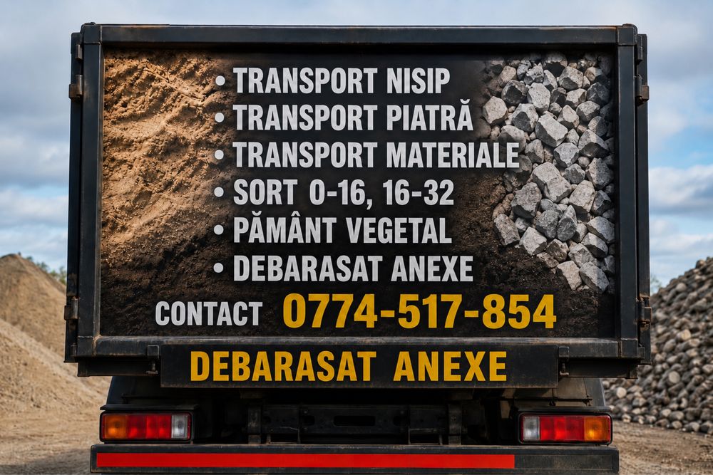 Transport Materiale: Nisip, Piatra, Pamant, Margaritar, Chisai