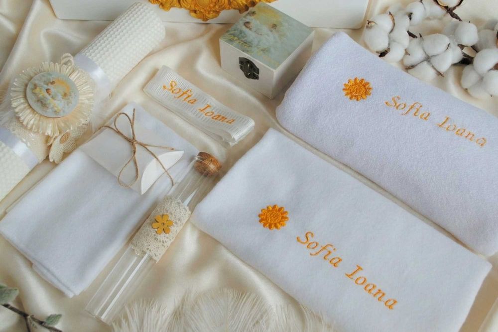 Trusou de Botez Personalizat „Îngeri” - Set Complet, Lucrat Manual