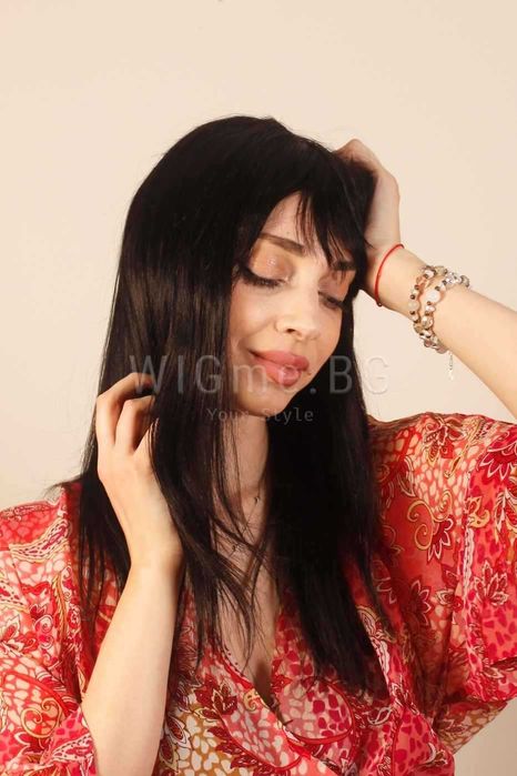 Дълга черна перука от ЕСТЕСТВЕН косъм Нади