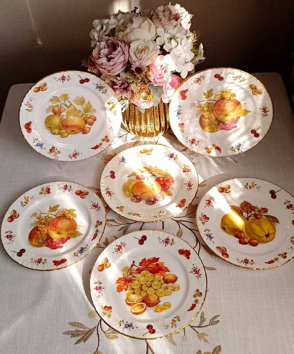 Винтажные десертные тарелки с фруктами Hammersley Англия