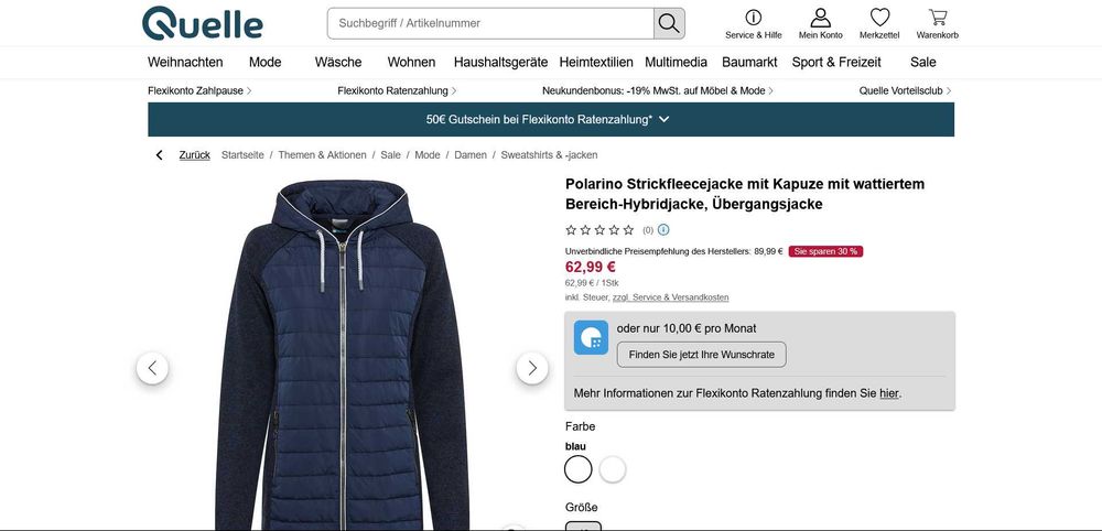 GEACA POLARINO - DAMA FEMEIE Haina fleece cu glugă - MARIMEA 38 noua