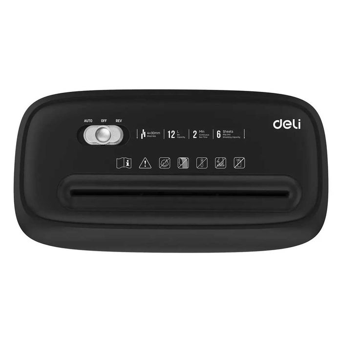 Уничтожитель бумаг Deli E9945, P-4, 4х30 мм, 6 лист. одновременно, 12л