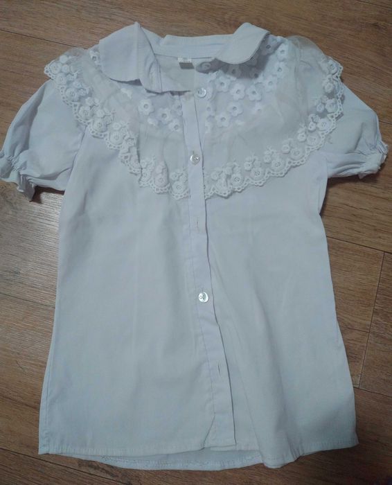 Блузка с коротким рукавом для школы на девочку 1 2 3 класс