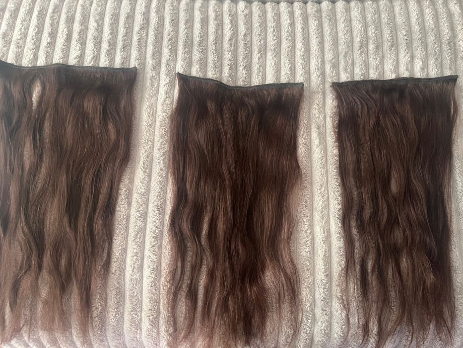 Екстеншъни от естествена коса на треса .