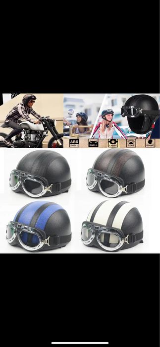 Casca moto braincap nazy chopper retro cu ochelari atv scuter