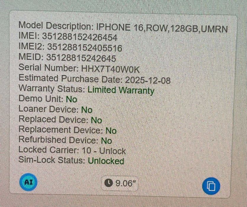 Iphone 16 128GB battery health 100% Гаранция!!!
