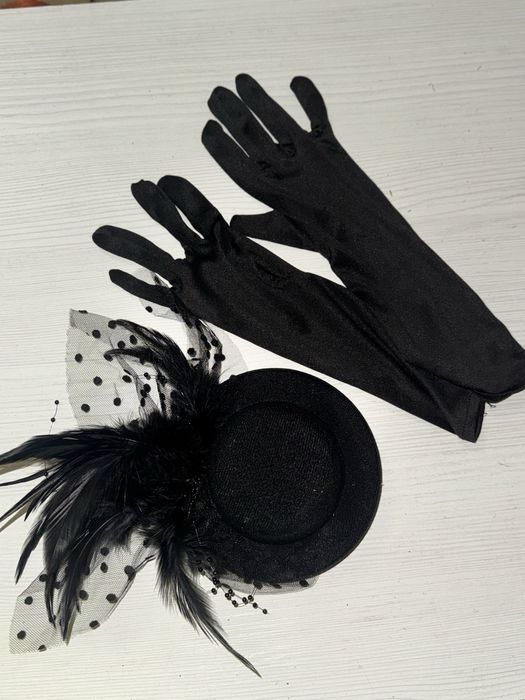 Вуалетка и перчатки для образа, шляпка, шляпа джентельмена