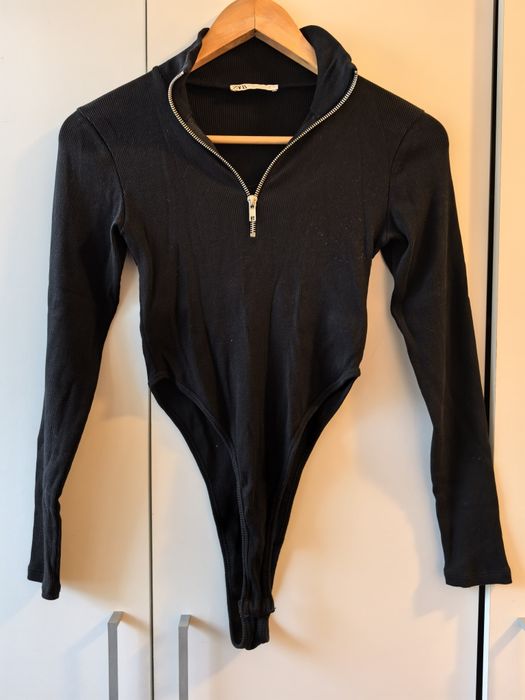 Body high-leg, reiat, cu fermoar, Zara, M