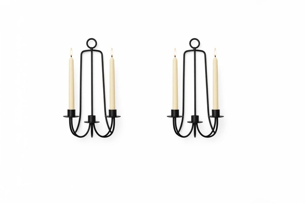 Suporți lumânări perete, set 2 buc, oțel, 43×38 cm