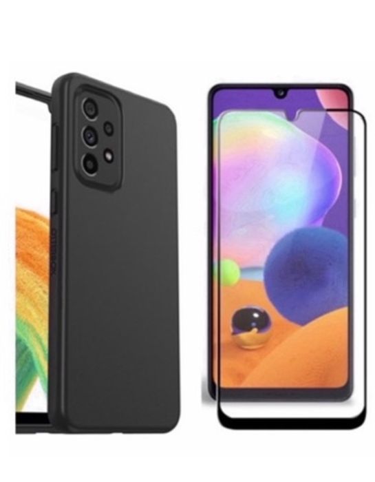 Samsung A23/A52/A53/A25/A26 Husa Silicon Clara /Neagra si Folie Sticla