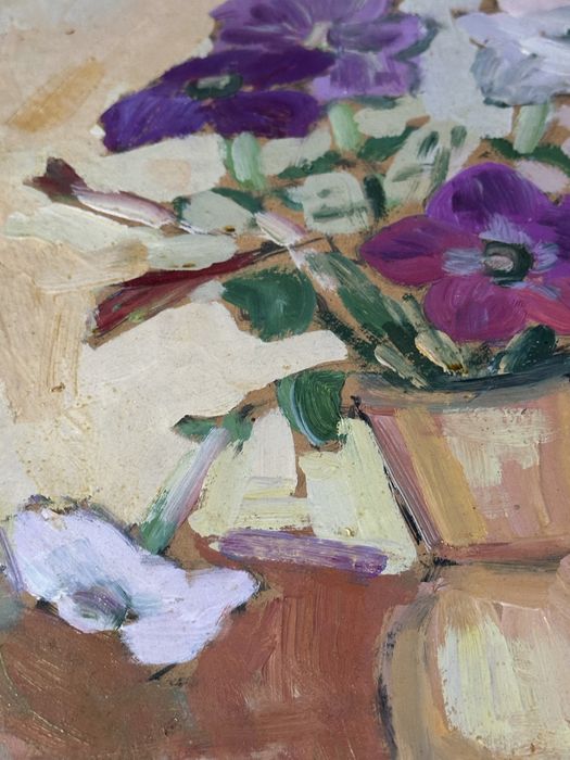 Tablou Rodica Leontescu 1912 ulei pe carton cu dedicatie de la prima expozitie