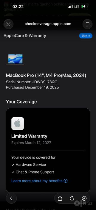 Macbook M4 pro 1 terabayt