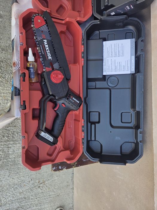 Parkside Performance mini drujba electrica pe baterie 20V 2A 4A 8A ferastrau lant