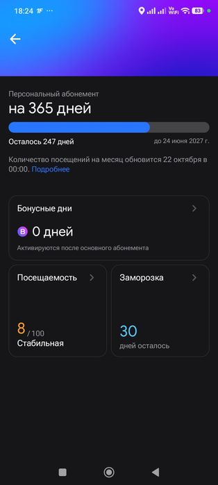 1 фит абонемент продам 240 дней