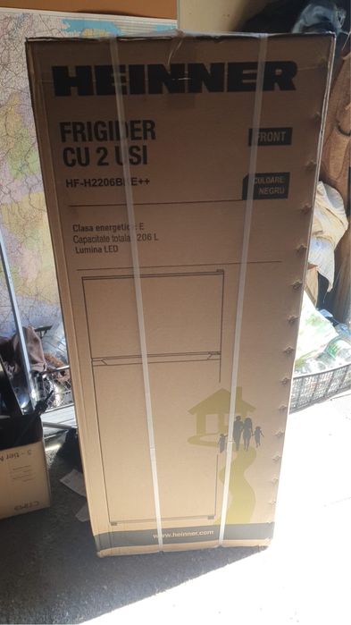 Frigider cu doua usi Heinner HF-H2206BKE++, clasa energetica: E, capacitate totala: 206L, capacitate frigider: 169L, capacitate congelator: 37L