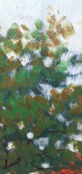 Tablou vechi - casa si gradina - semnat Verona