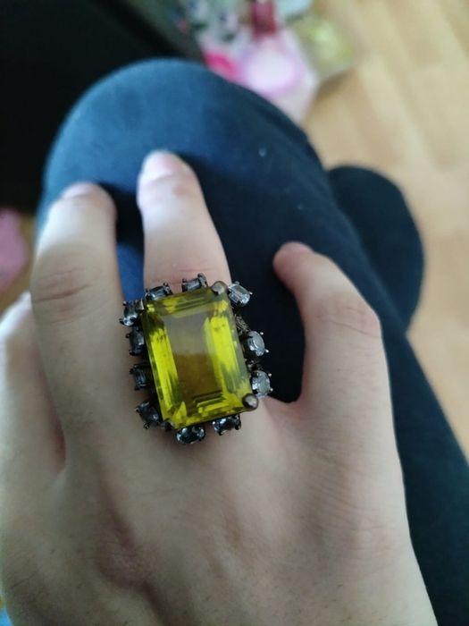 Inel, bijuterie argint 925 cuart lemon si topaze
