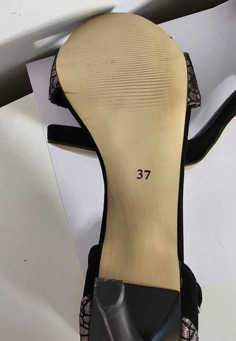 Sandale dama Karino negre cu decoratiuni argintii-bronz , 37