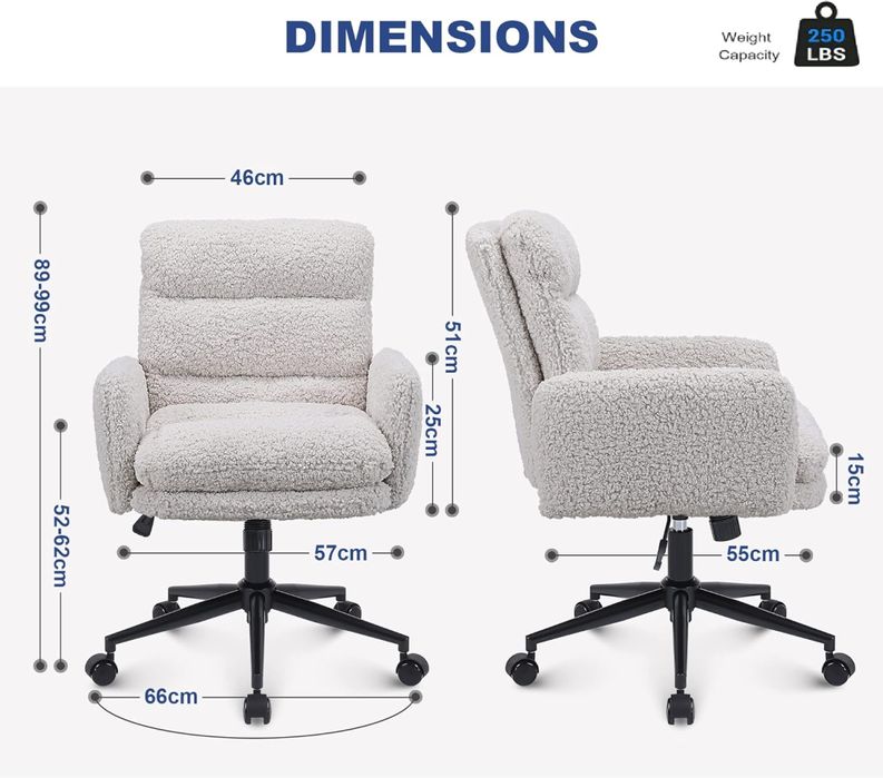 Scaun de birou, reglabil 52-62 cm, inclinabil, cadru din inox