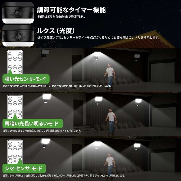 Bec Solar exterior telecomandă,Spot LED senzor mișcare,3000-7000K,IP65