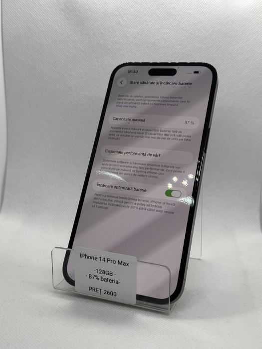 Magazin Vindem: Iphone 14 Pro Max, 128GB, 87% bateria