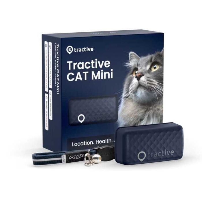 GPS устройство за наблюдение Tractive Cat Mini, проследяване на живо, включена каишка, за котки