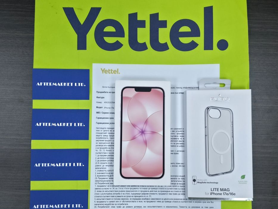 ЧИСТО НОВ 256GB iPhone 17e Yettel Гаранция 2029 Pink | Розов