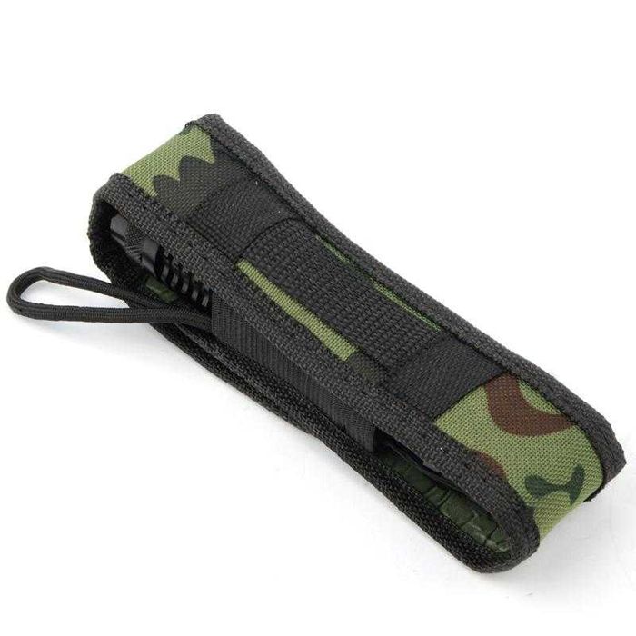 Toc pentru lanterna din nylon, model camuflaj verde