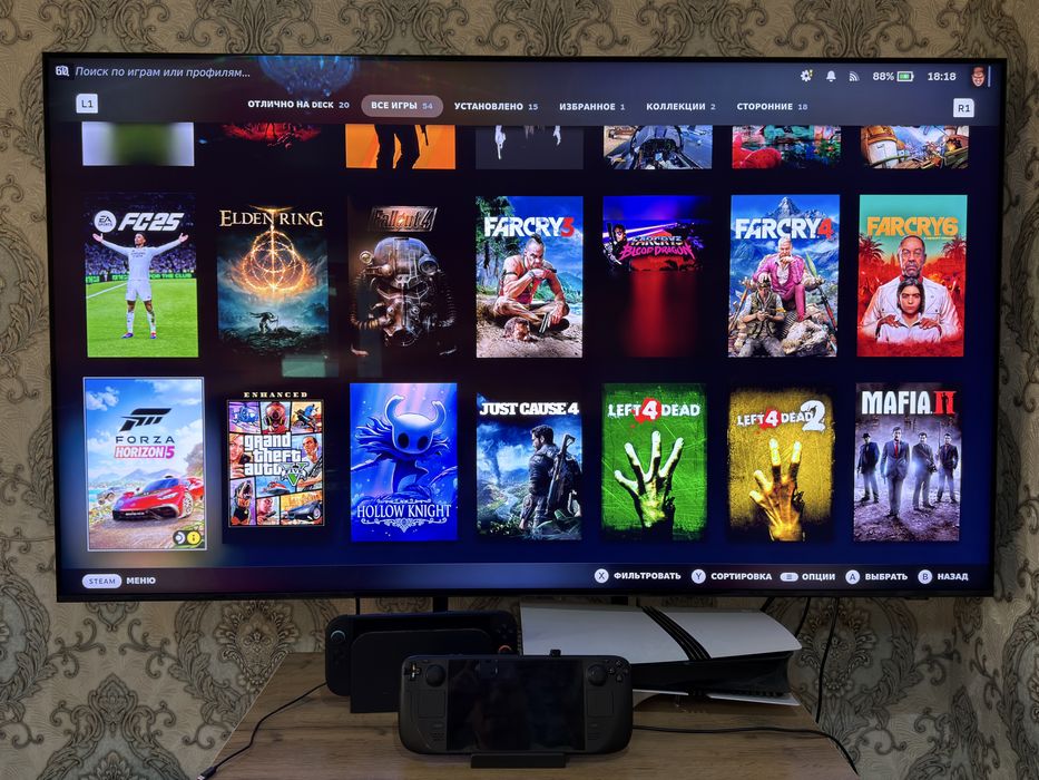 Steam deck oled 1TB + 512GB dok stansiya, steklo, chexol, sumka,