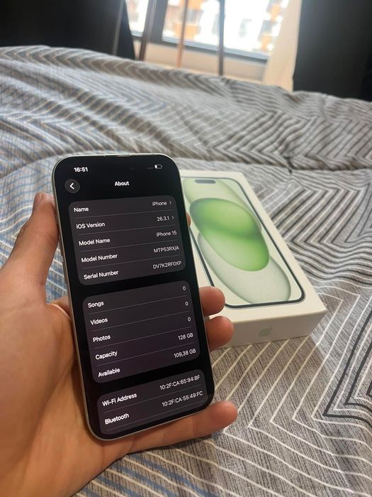 Iphone 15 Green КАТО НОВ 128GB 89% BH