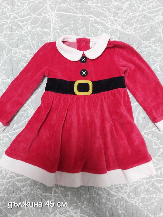 Детска коледна рокля червена каре