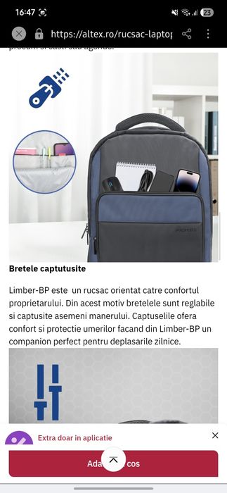 Rucsac laptop PROMATE LIMBER-BP, 15.6", albastru