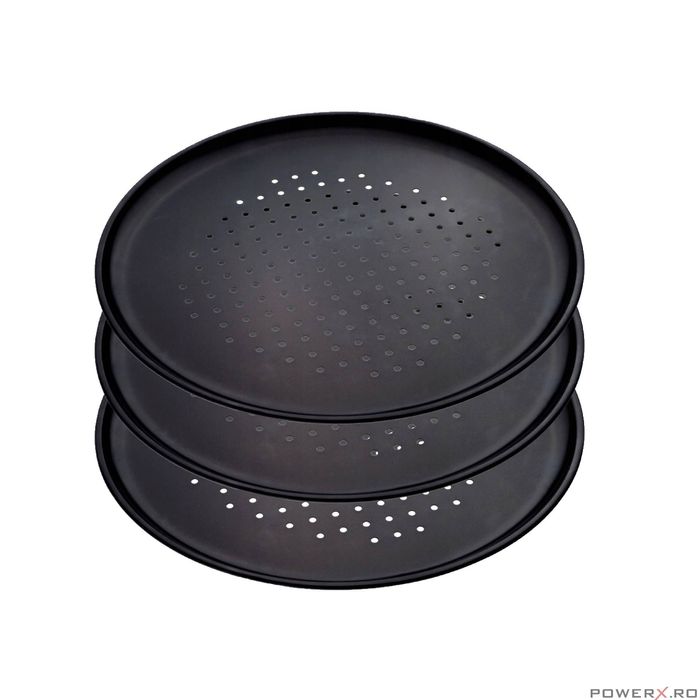 Tava pentru pizza cu strat de marmura, baza din otel, set 4 elemente,