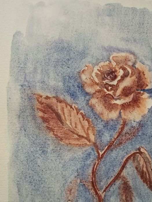 Ръчно рисувана акварелна картина – нежна роза
