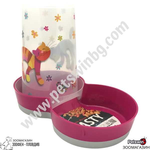 Диспенсър за Суха Храна/Вода - за Куче/Коте - 1.5L - Friends Forever