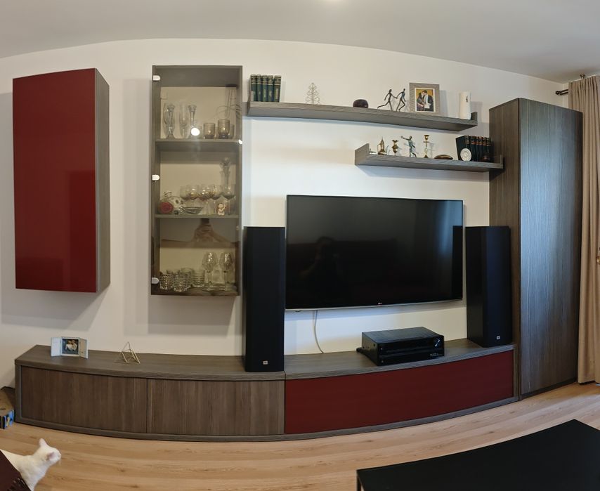 Mobila living gri cu visiniu