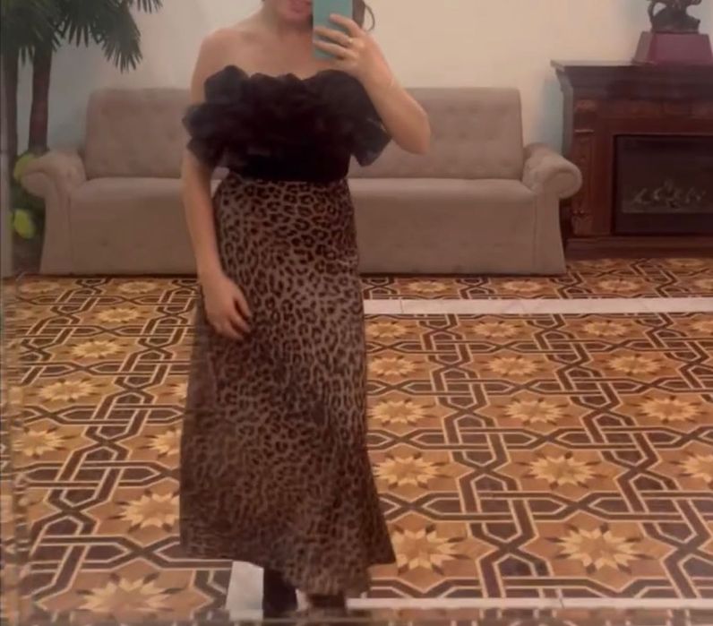 Юбка лопардовая из атласа