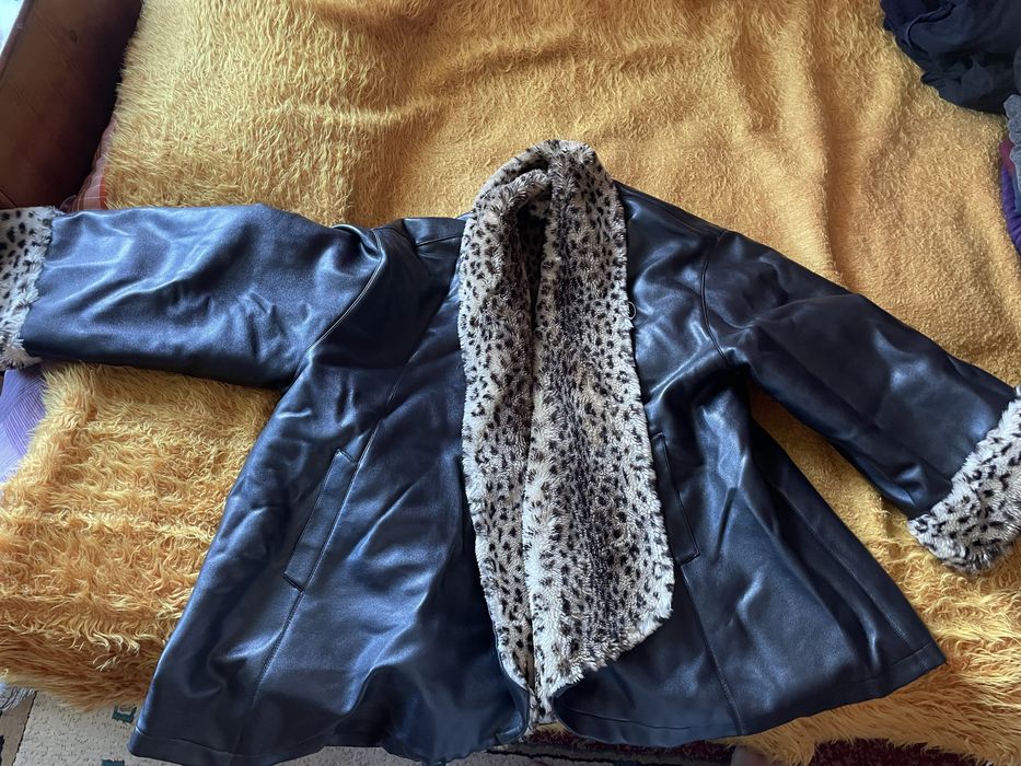 Дамско кожено палто с две лица