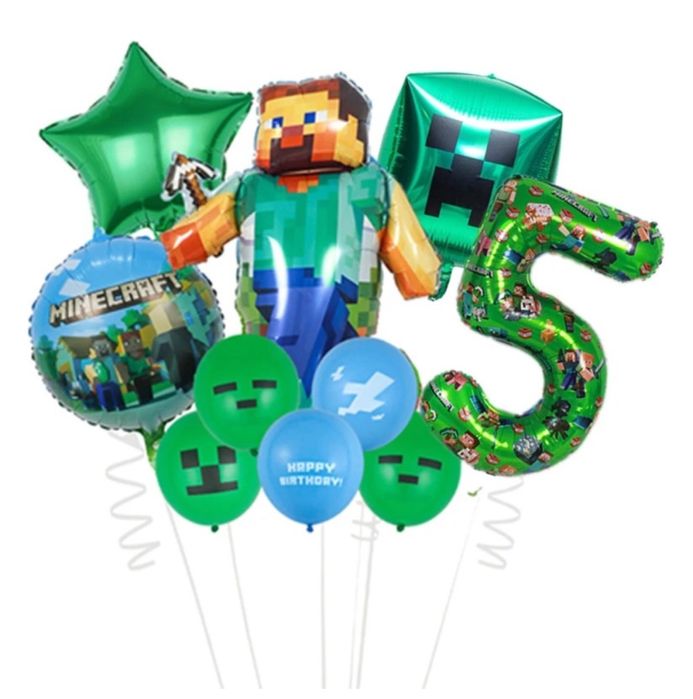 Воздушные шары наполнены гелием (Майн Крафт 10 шт), (Соник 9 шт)