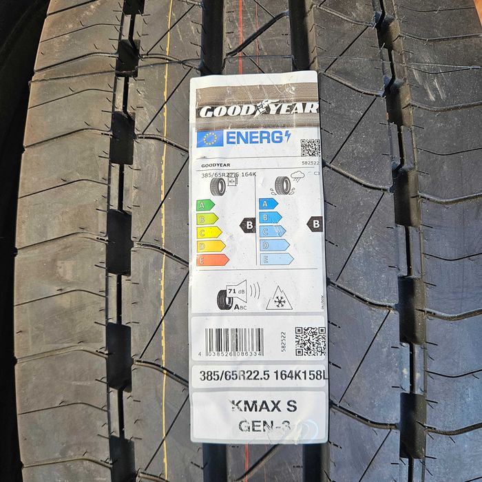 Нови тежкотоварни гуми 385/65R22.5 Goodyear KMaX S Gen-3 HL 164K 158L DOT4925 made in Luxembourg