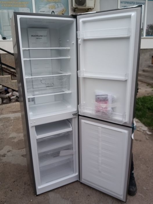 Чисто нов иноксов хладилник с фризер Gorenje No Frost 2години гаранция