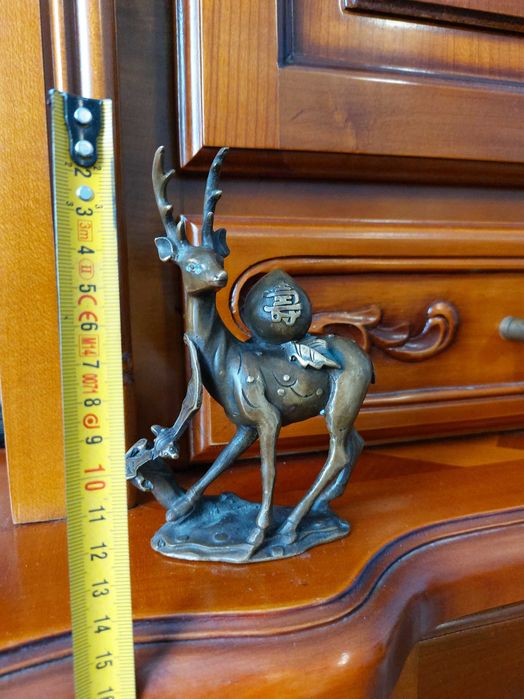 Sculptura Chineza Deosebita Bronze Yuanbao Sika! Foarte Rar!