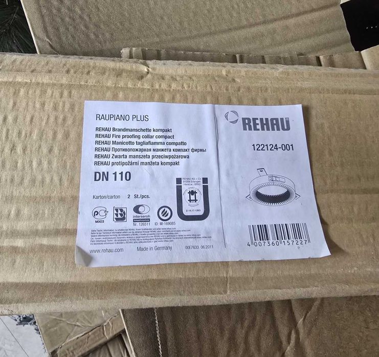 Противопожарни маншети и шумозаглушаващи скоби - REHAU DN110 и WAVIN DN90/100