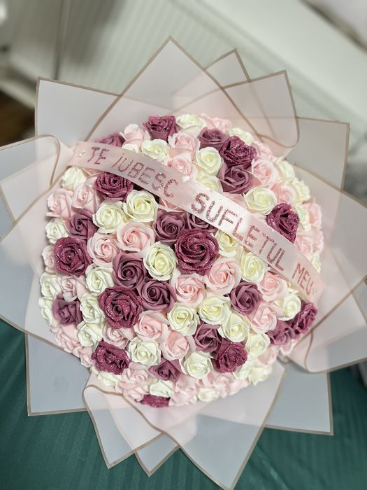 Buchet trandafiri sapun cu Stitch valentine s day